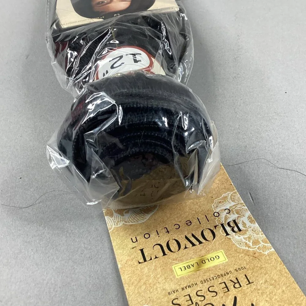 Blowout Relaxed 12” Natural Black 100% Unprocessed Human Hair Extensions - Picture 4 of 5